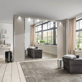 Apollo Pebble Grey and Mirror Large 6 Door Wardrobe - 300cm - Pendle Village Furniture